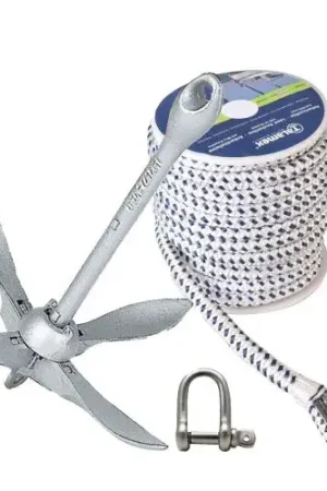 Express Levering Paraplu Anker 6,0 Kilo Inclusief Ankerlijn met Lood Gevlochten wit/navy en D-sluiting