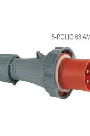 Voordeelprijs CEE Stekker Male 5-polig met connectie ring 63A (krachtstroomstekker)