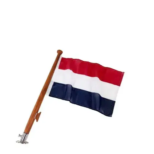 Teak Houten Vlaggenstok 60 cm Compleet met Houder en Nederlandse Vlag Fabrieksprijs