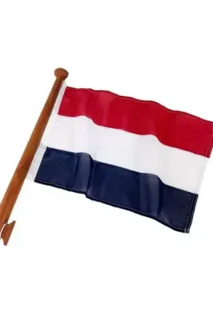 Teak Houten Vlaggenstok 75 cm Compleet met Houder en Nederlandse Vlag Gereduceerde Prijs