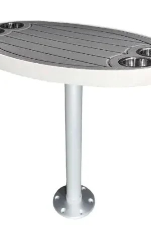 Beperkt Aanbod Ovale Boottafel Set 46x76cm Wit Inclusief Foam Inleg Antraciet en RVS Bekerhouders