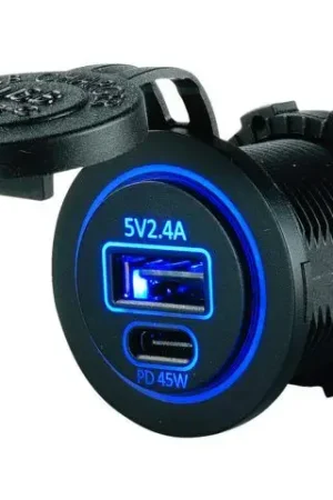Bestseller USB Stopcontact - USB-A 2.4A & USB-C PD 45W Snellader met IP65 Waterdichtheid