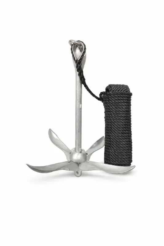 Paraplu anker 2,5 kg met ankerlijn 10 mm – compleet met oog en RVS D-sluiting Snelle Levering