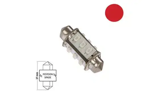 Voordeelprijs Nautic Led Festoon 37mm 10-30VDC 1.2W/10W red
