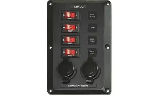 Betrouwbaar Blue Sea schakelpaneel 4V automatisch + 20mm plug 12V