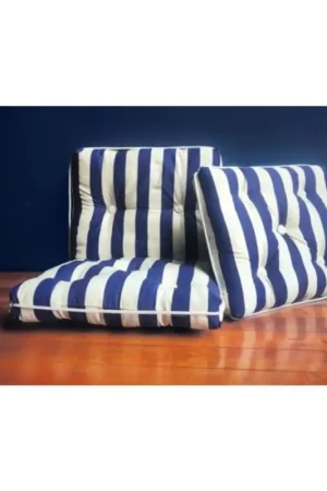 Yachticon Kapok kussen dubbel marine blauw/wit gestreept Gereduceerde Prijs