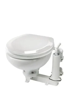 Toilet met handpomp, kleine porseleinen pot en kunststof bril Lage Kosten