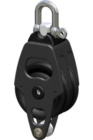 Antal Aluminium block serie OPF-60, kogelgelagerd, double sheave block + becket (hondsvot) Flitsaanbieding
